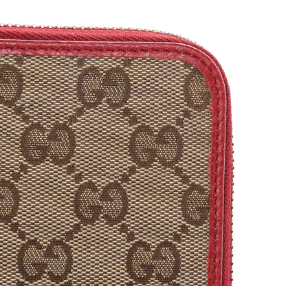 Gucci Monogram Dollar Calfskin Zip Around Wallet Beige Ebony Rosso 10 of 11