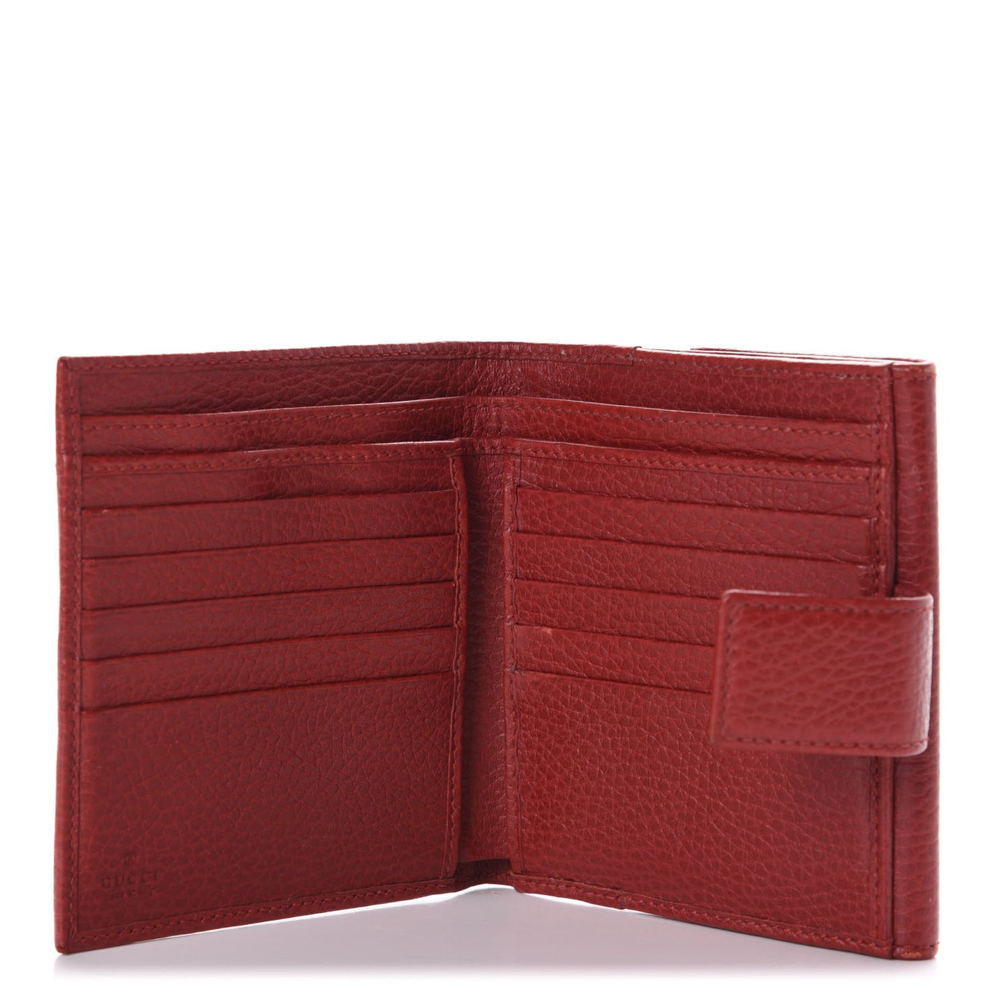 Dollar Calfskin Double G French Flap Wallet Hibiscus Red