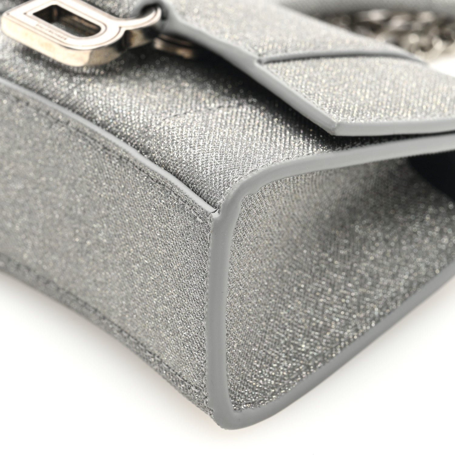 Balenciaga Glitter Fabric Hourglass Top Handle Bag Mini with Chain Grey 9 of 9