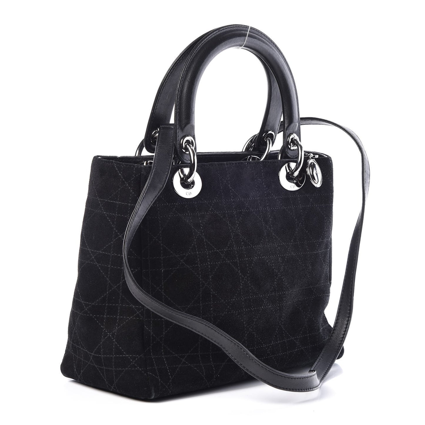 Suede Cannage Medium Lady Dior Black