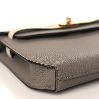 Hermes Togo Horseshoe Kelly Depeches 25 Pouch Etain Nata 8 of 9