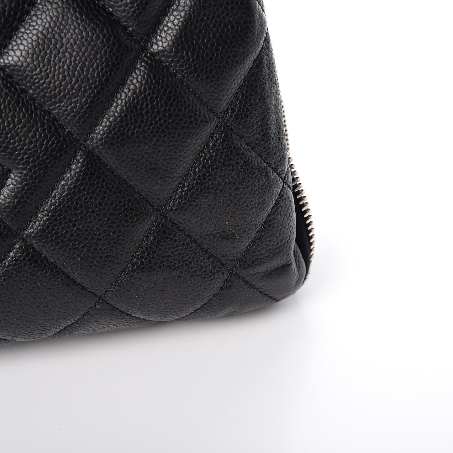 Caviar Quilted Expandable Zip Shoulder Bag Black