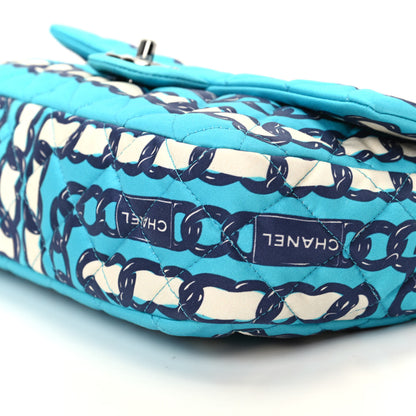 Chanel Silk Chain Printed Medium Single Flap Blue 7 of 9