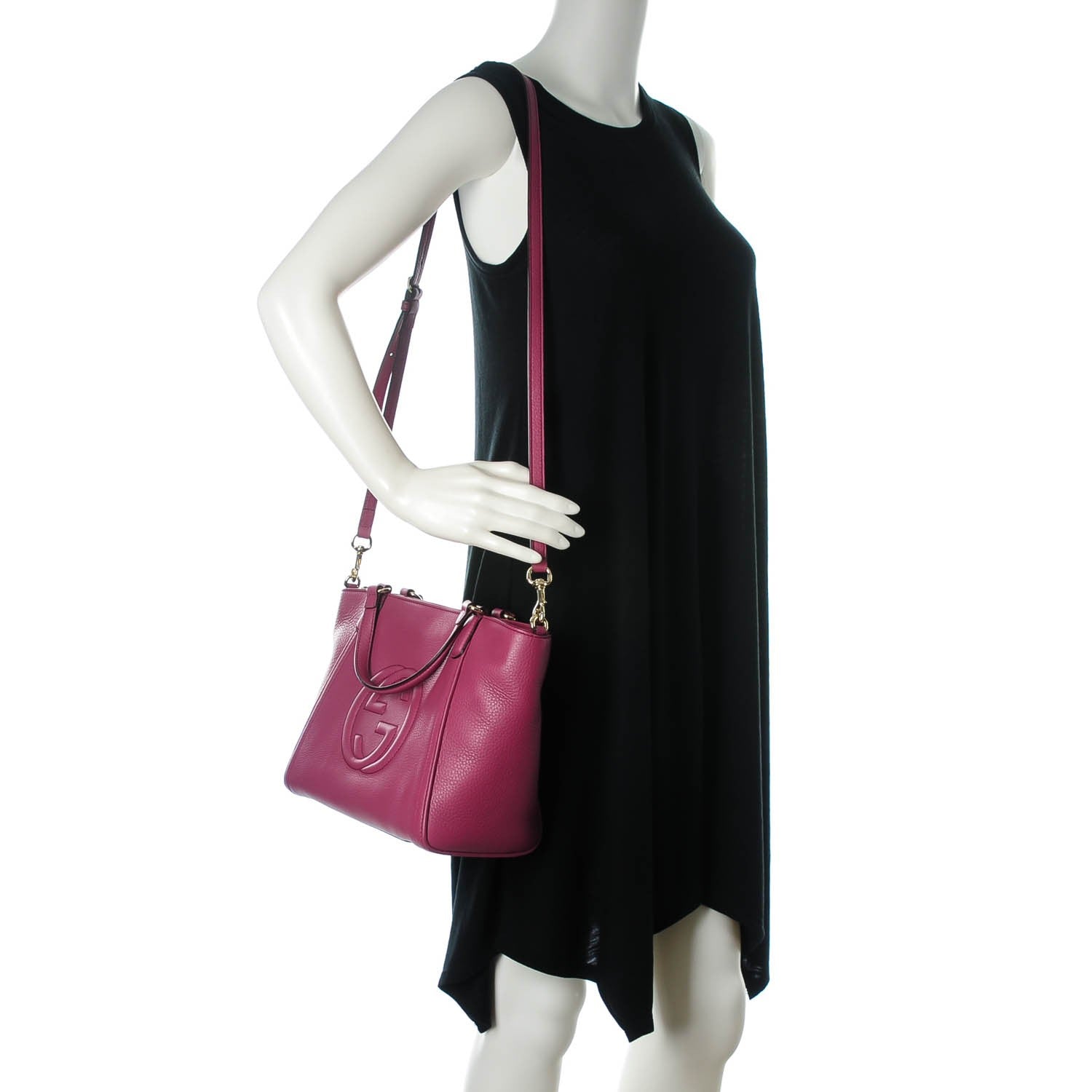 Gucci Pebbled Calfskin Small Soho Top Handle Bag Peonia Flower 2 of 7