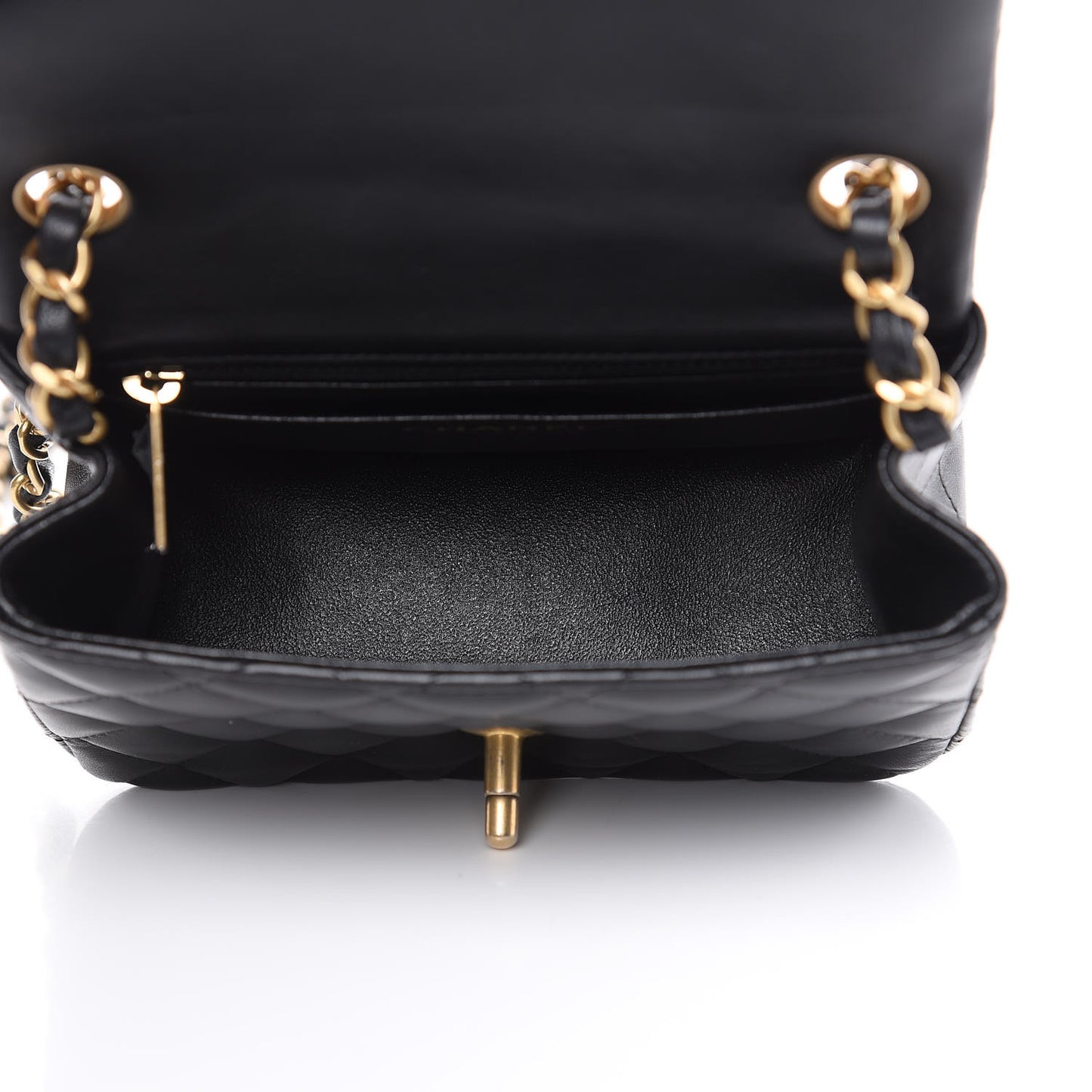 Lambskin Quilted Mini Square Flap Black