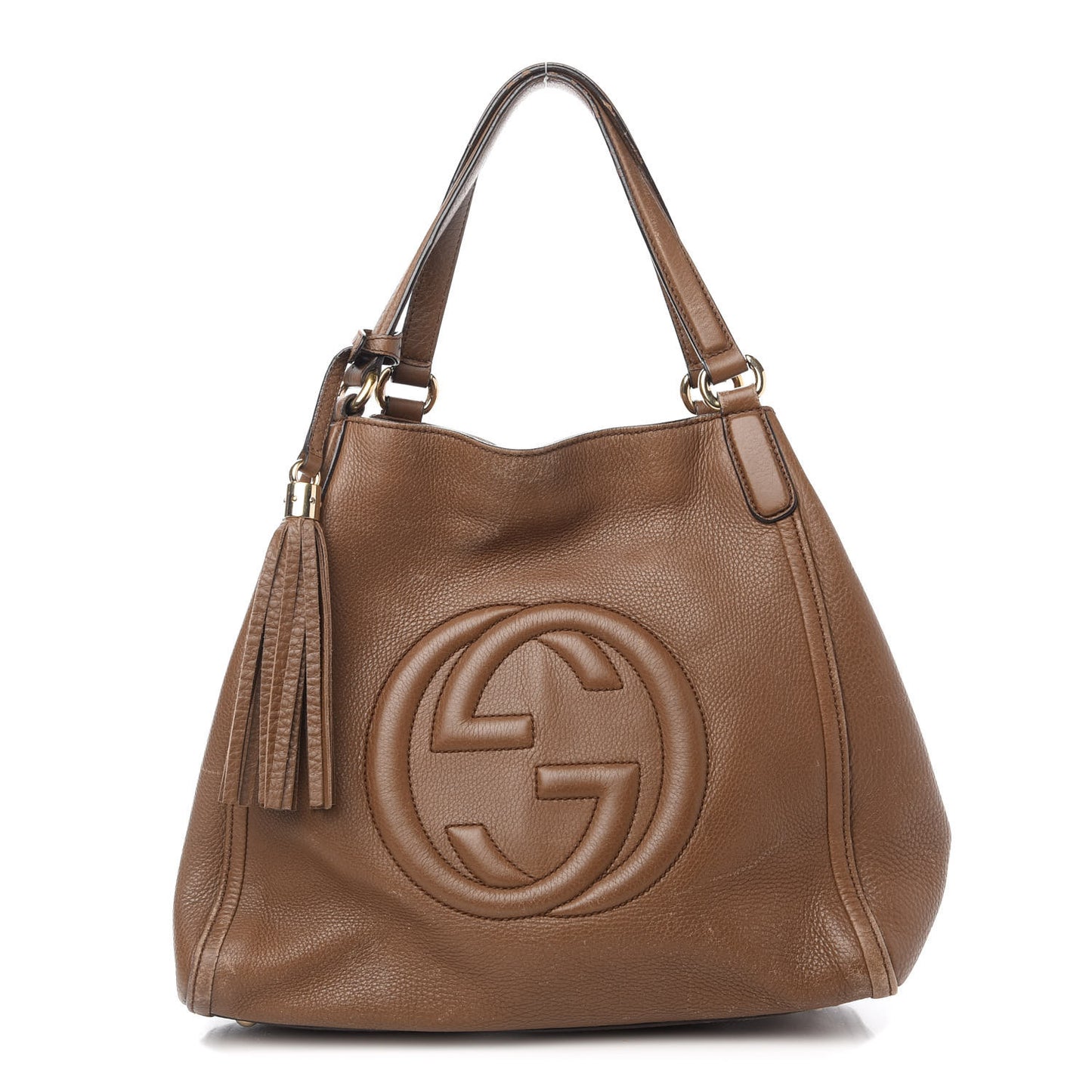 Pebbled Calfskin Medium Soho Shoulder Bag Brown