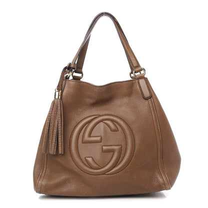 Gucci Pebbled Calfskin Medium Soho Shoulder Bag Brown 1 of 13