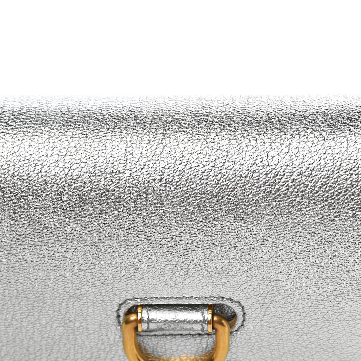 Metallic Hayes Goatskin D-Ring Mini Bag Silver