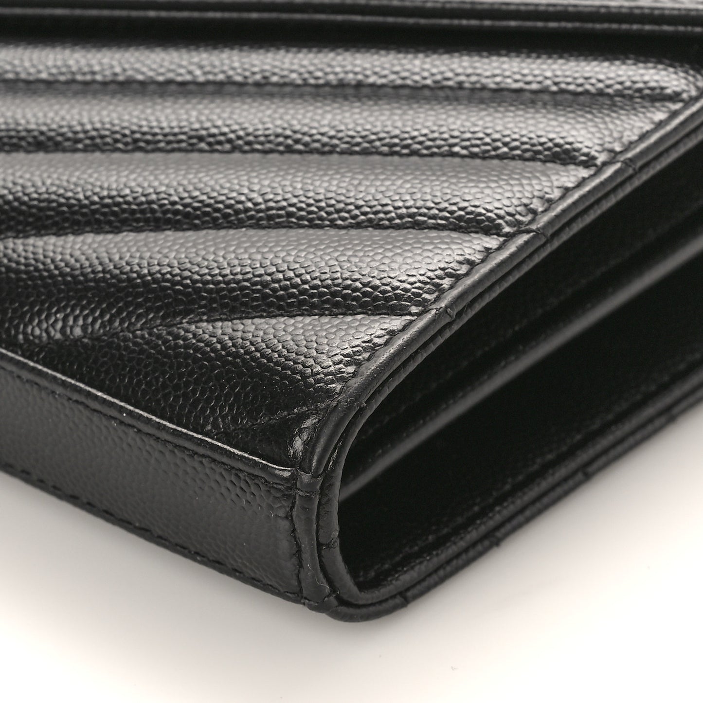 Grain De Poudre Matelasse Chevron Monogram Chain Wallet Black