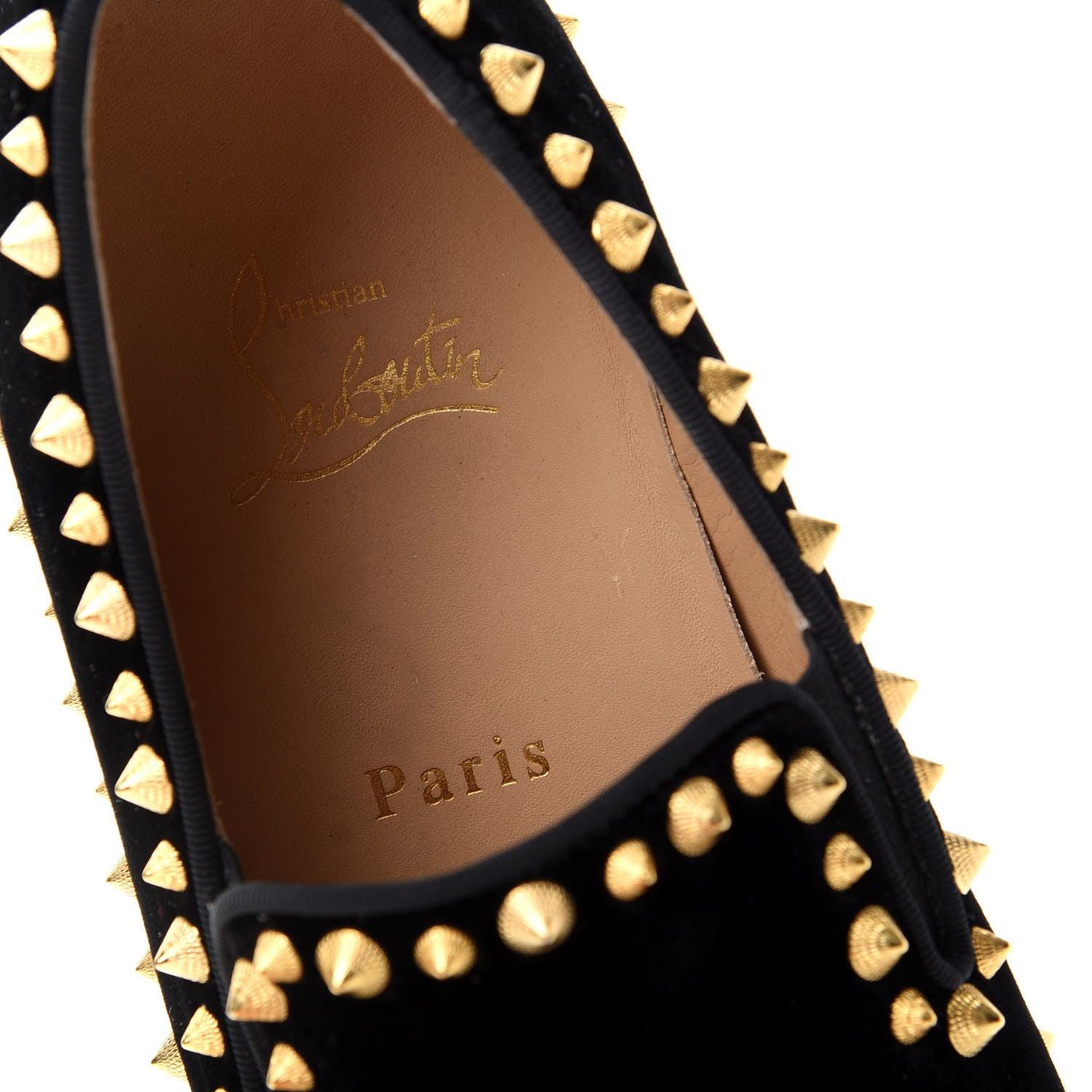 Christian Louboutin Velvet Womens Spikes Pik Boat Sneakers 38 Black 8 of 10