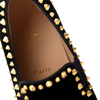 Christian Louboutin Velvet Womens Spikes Pik Boat Sneakers 38 Black 8 of 10