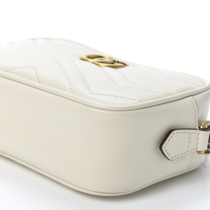 Gucci Calfskin Matelasse Mini GG Marmont Chain Shoulder Bag White 6 of 9