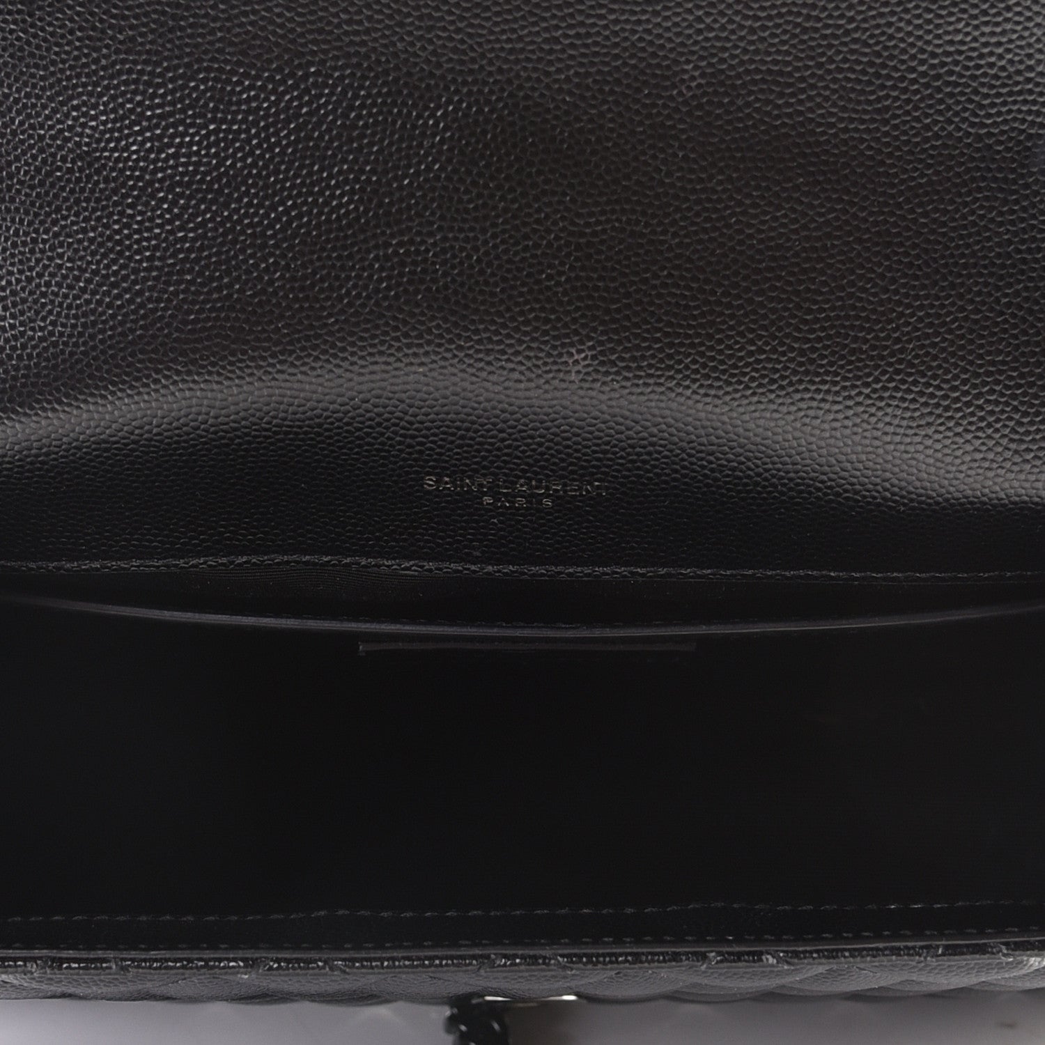 Saint Laurent Grain De Poudre Textured Mixed Matelasse Triquilt Medium Monogram Satchel Black 5 of 9