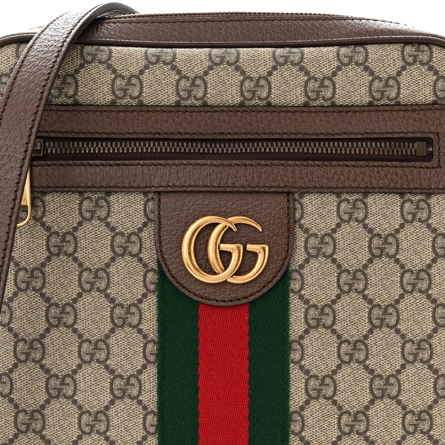 GG Supreme Monogram Web Small Ophidia Messenger Bag Brown