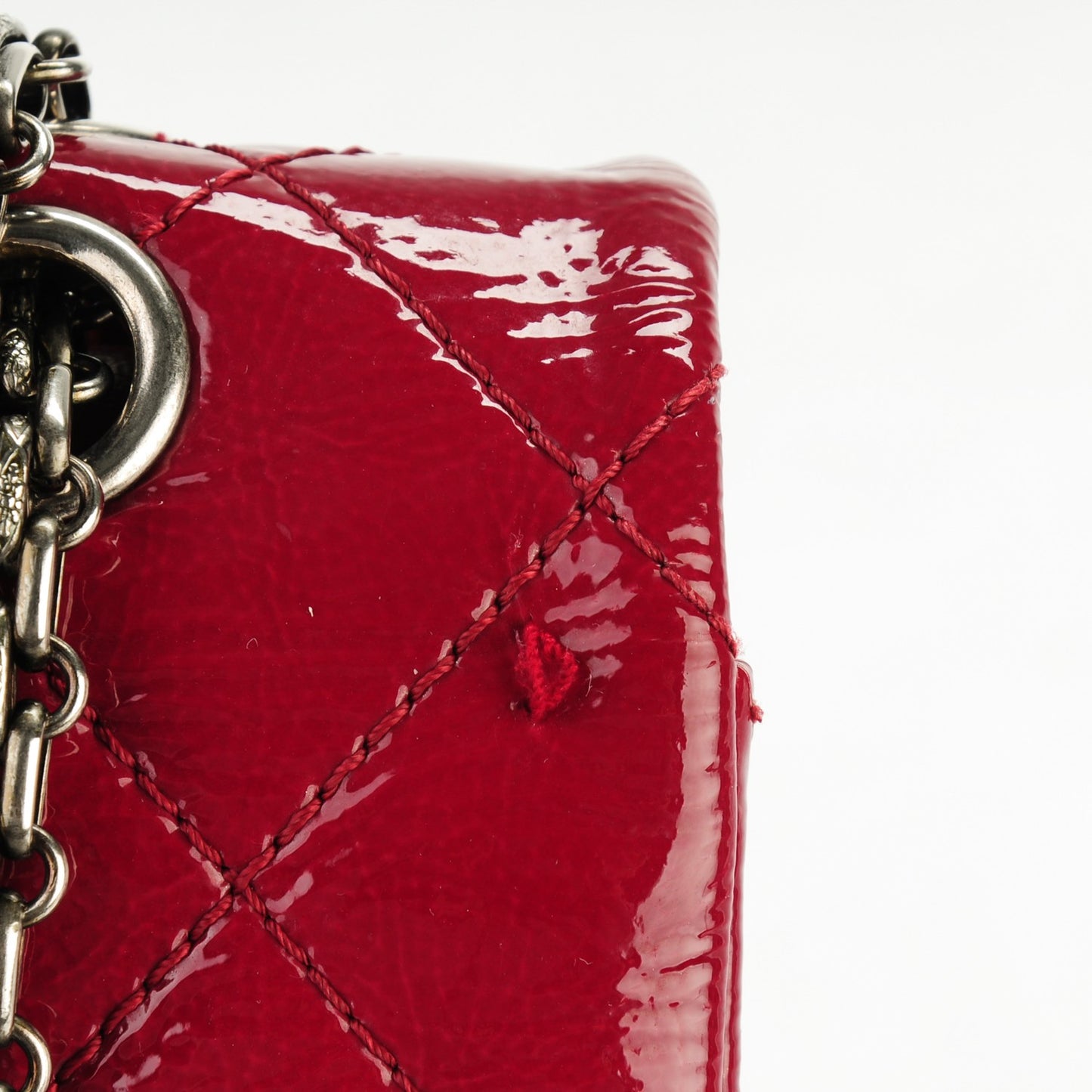 Distressed Patent Quilted 2.55 Reissue 227 Flap Red