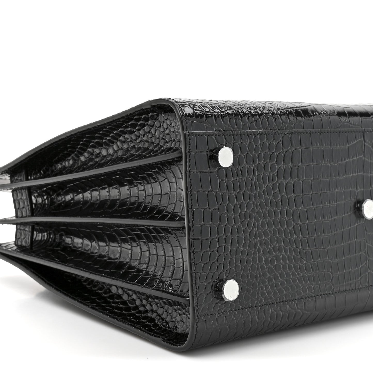 Calfskin Crocodile Embossed Small Sac de Jour Black