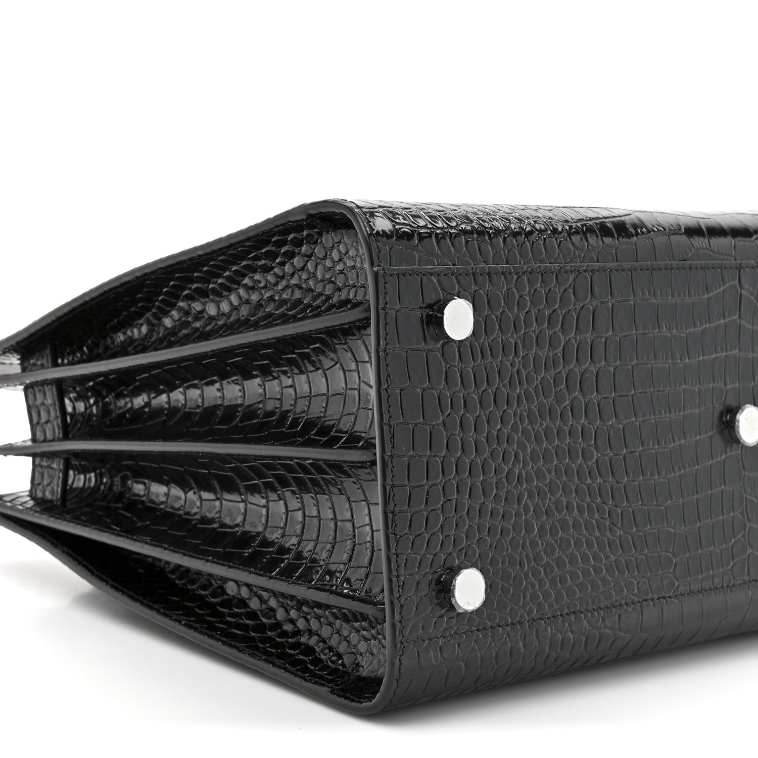 Saint Laurent Calfskin Crocodile Embossed Small Sac de Jour Black 10 of 10