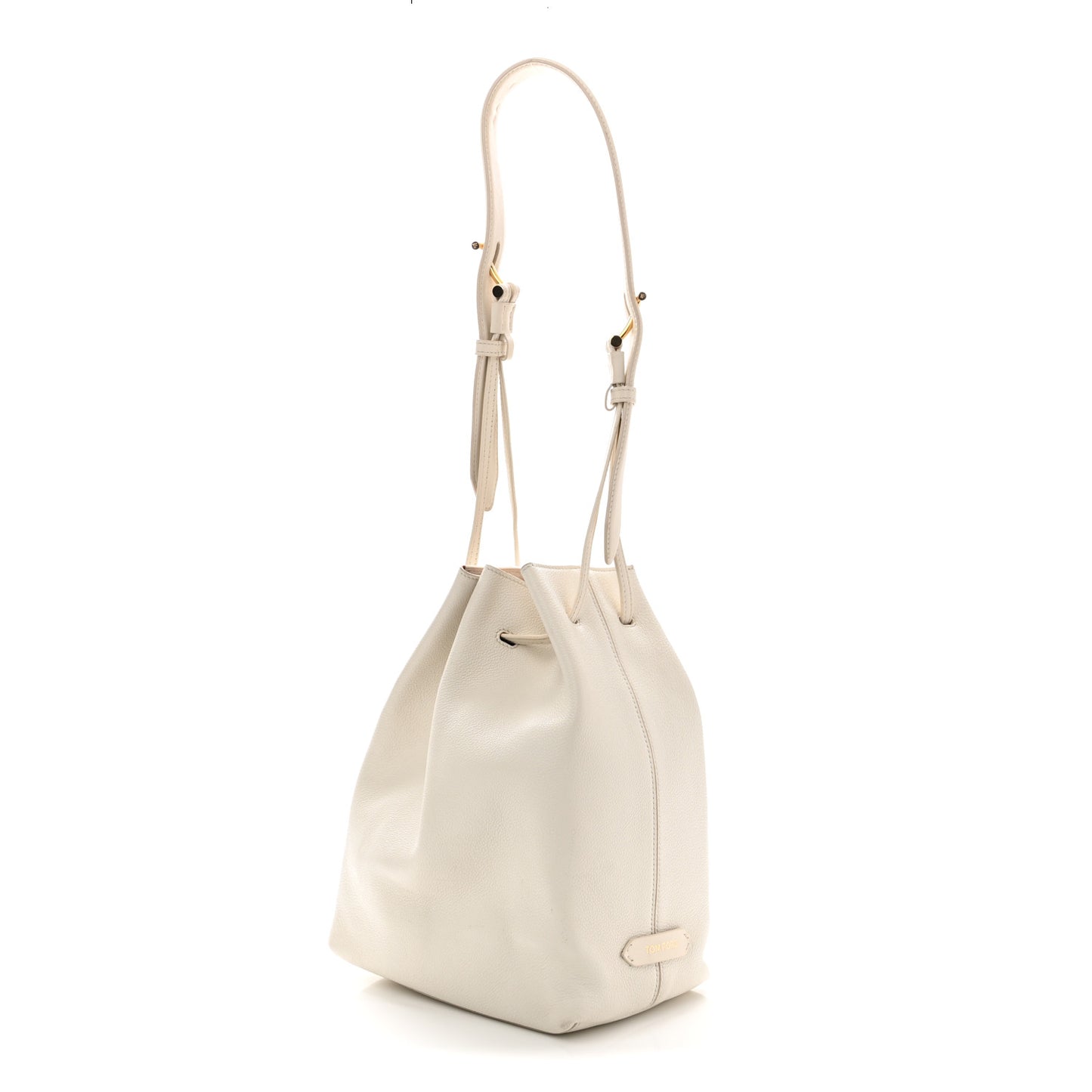 Calfskin Zip Bucket Bag White