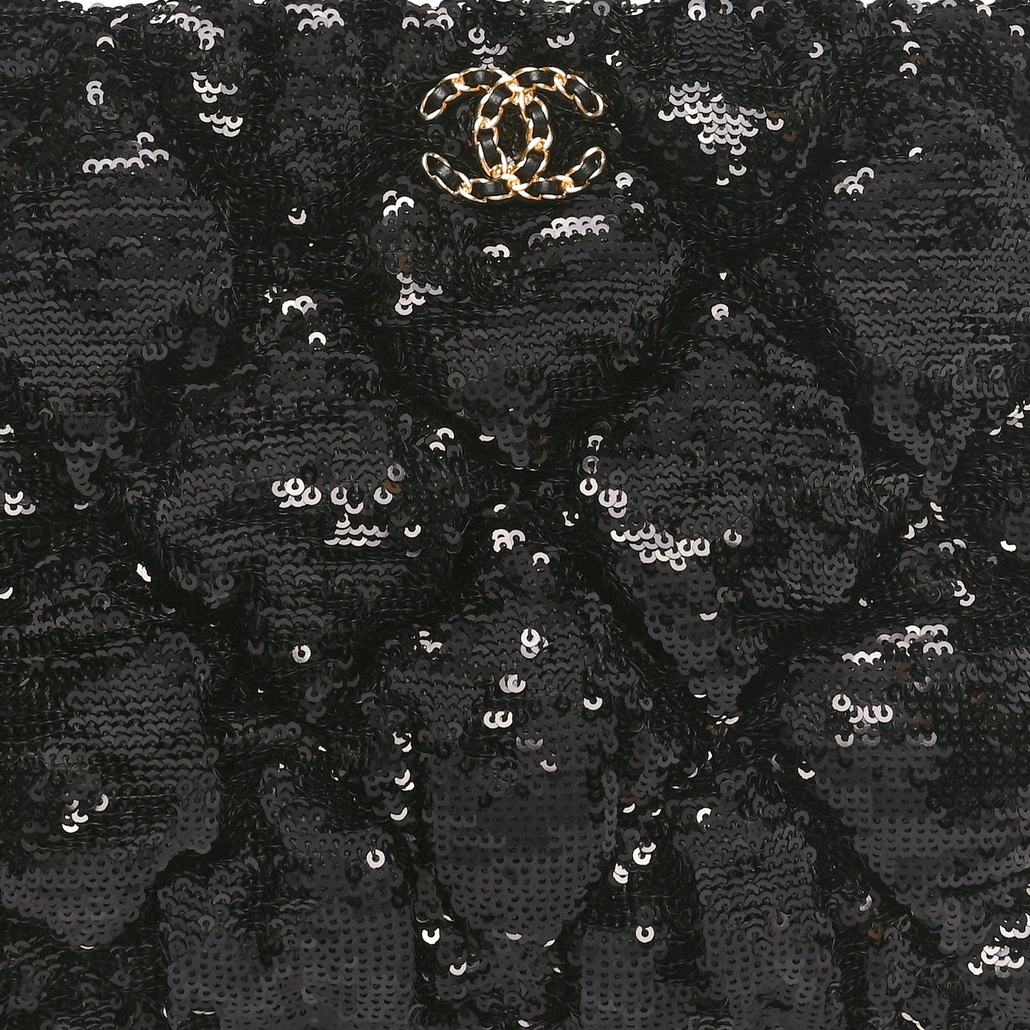 Sequins Quilted Large Chanel 19 Pouch Black