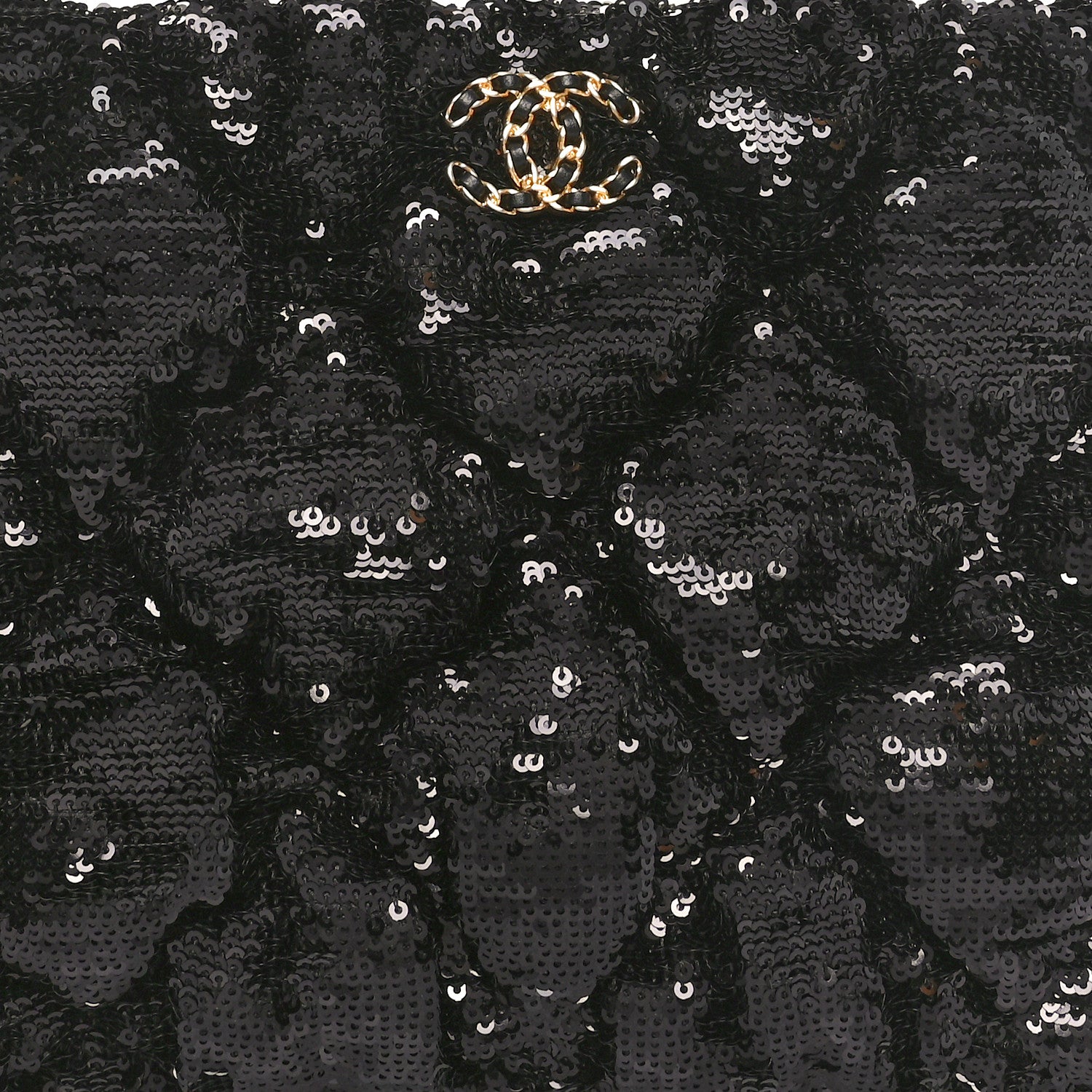 Chanel Sequins Quilted Large Chanel 19 Pouch Black 8 of 11