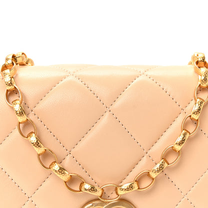 Chanel Lambskin Quilted CC Coin Flap Bag Beige 8 of 10