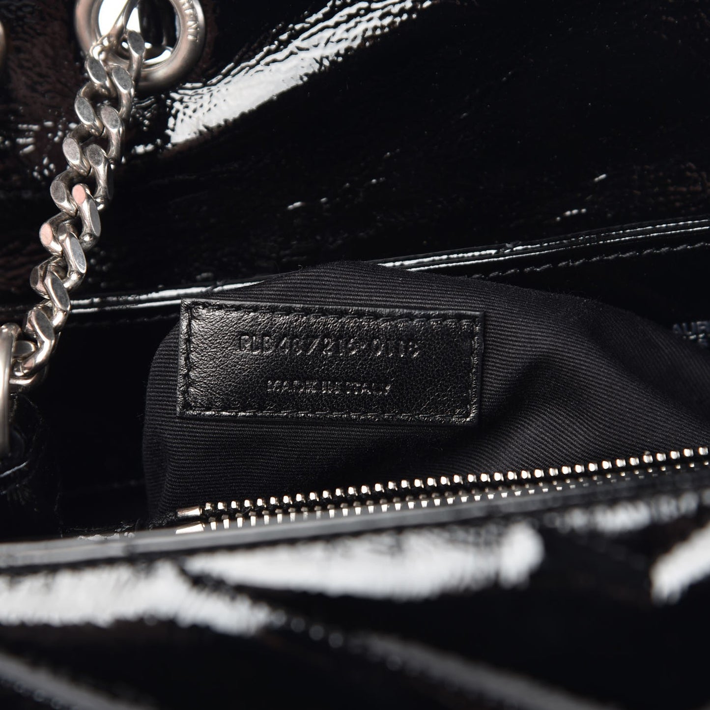 Patent Y Quilted Monogram Medium Loulou Chain Satchel Black