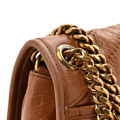 Saint Laurent Crinkled Calfskin Matelasse Monogram Medium Niki Chain Satchel Caramel 13 of 14