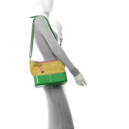 Chanel Suede Calfskin Quilted Medium Gabrielle Hobo Pink Green Yellow 2 of 15