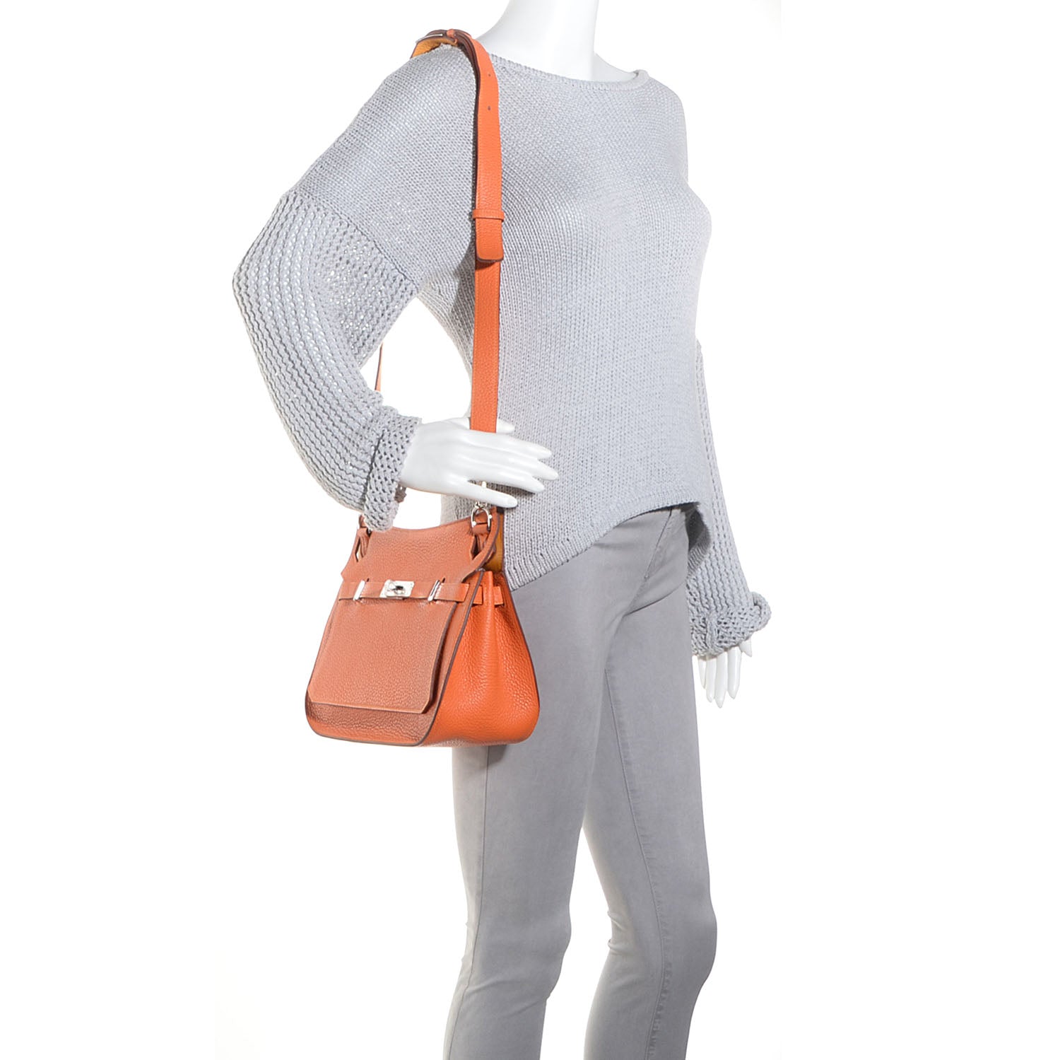 Hermes Taurillon Clemence Verso Jypsiere 28 Orange Moutarde 2 of 19