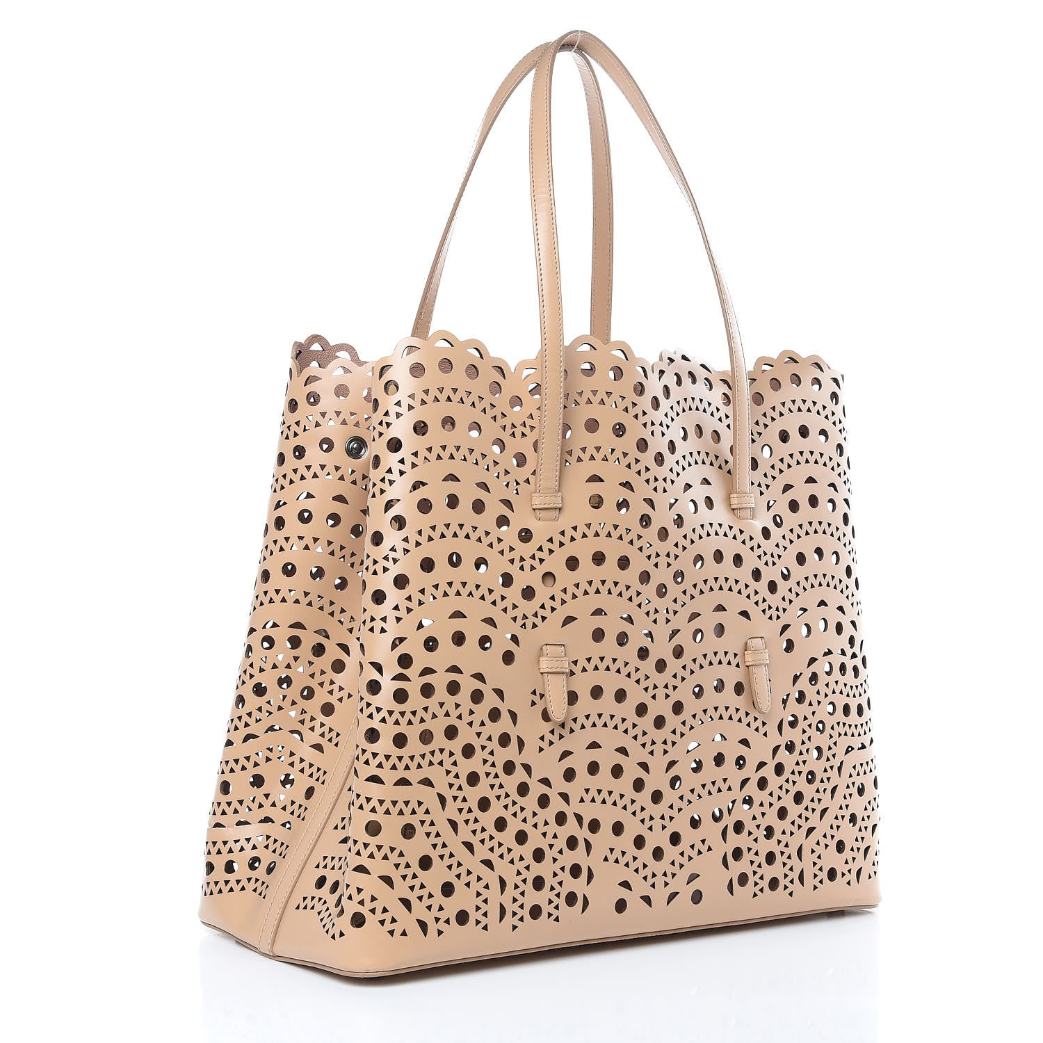 Alaia Calfskin Vienne Wave Mina 32 Bag Sable 3 of 13