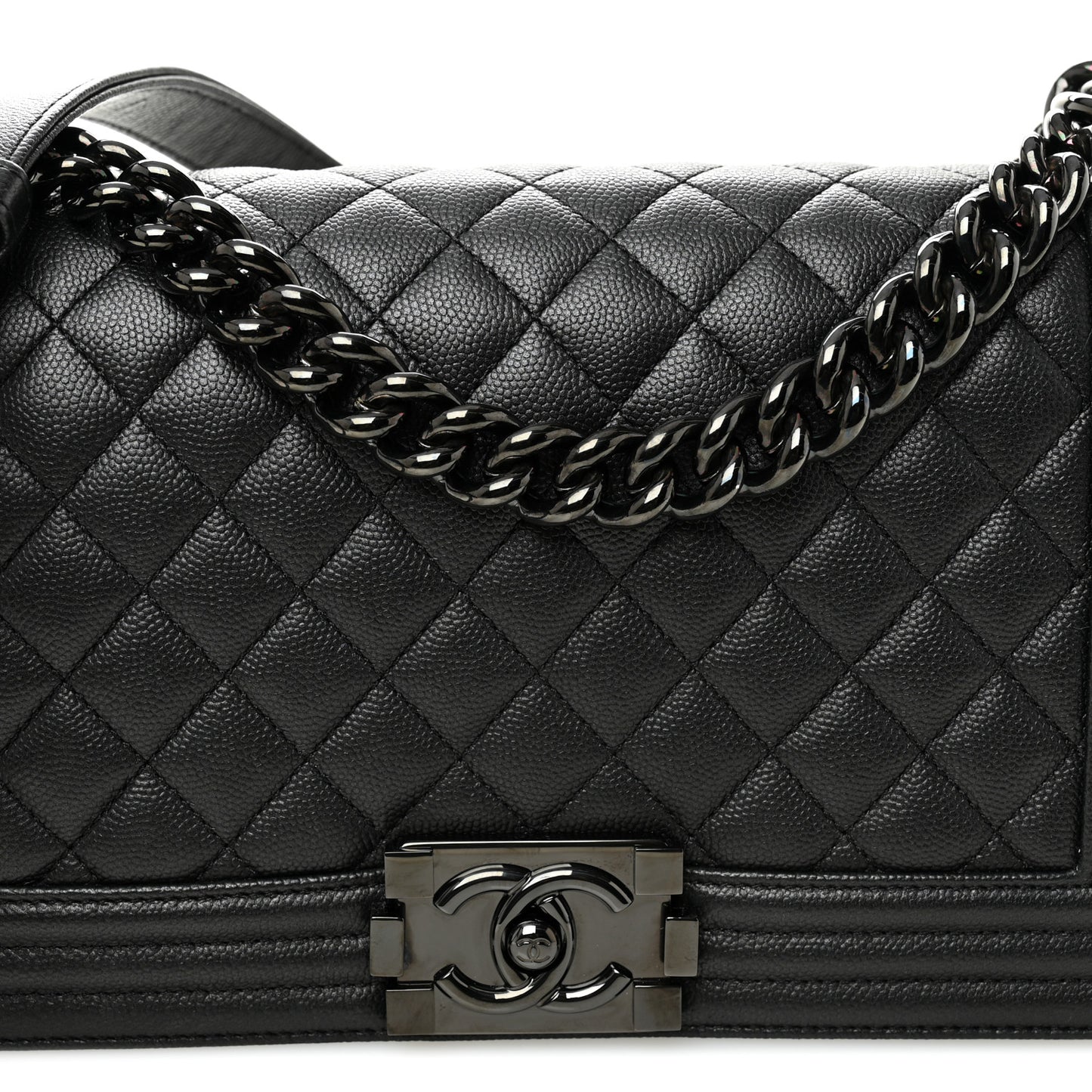 Caviar Quilted Medium Boy Flap So Black