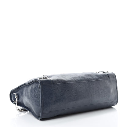 Balenciaga Chevre Silver Metallic Edge Hardware City Bleu Nuit Dark Sea 4 of 12