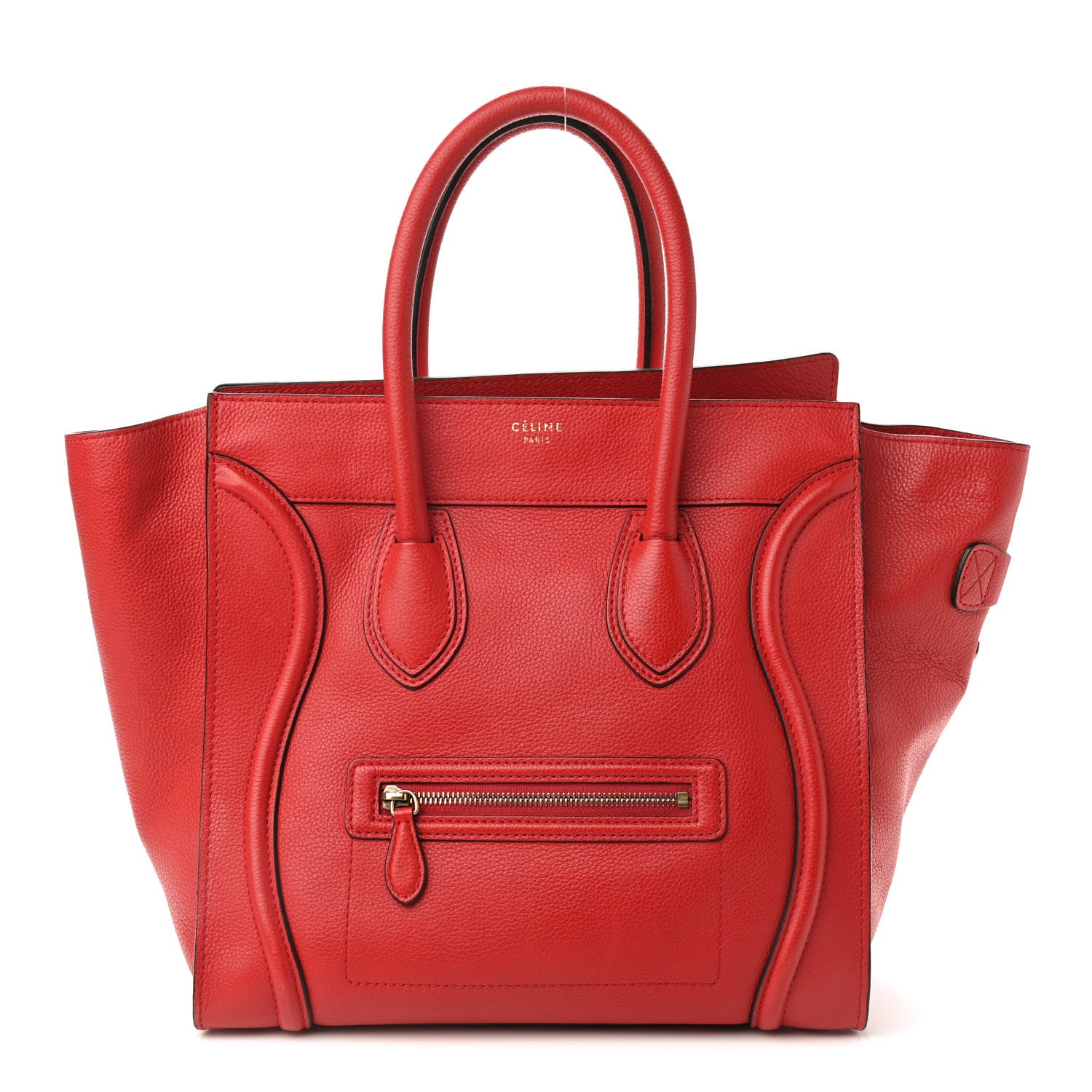 Celine Drummed Calfskin Mini Luggage Coquelicot 1 of 9