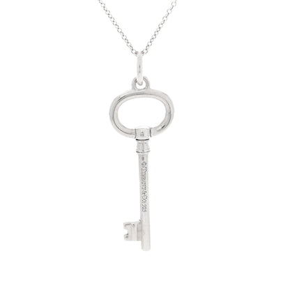 Tiffany Sterling Silver Small Oval Key Pendant Bead Necklace 4 of 6