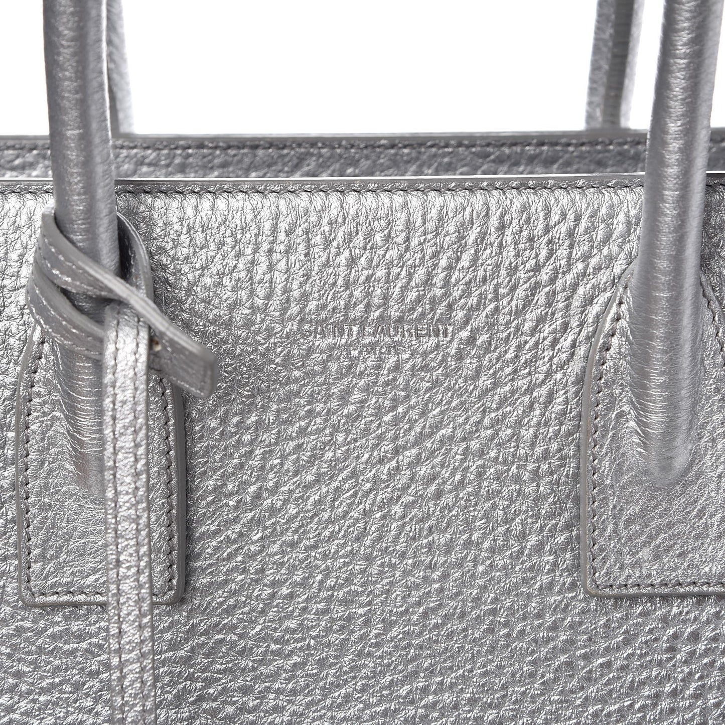 Metallic Grained Calfskin Baby Sac De Jour Silver