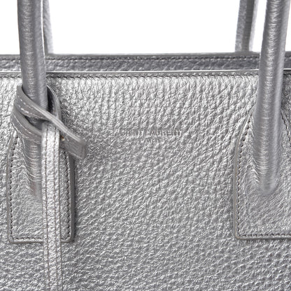 Saint Laurent Metallic Grained Calfskin Baby Sac De Jour Silver 6 of 9