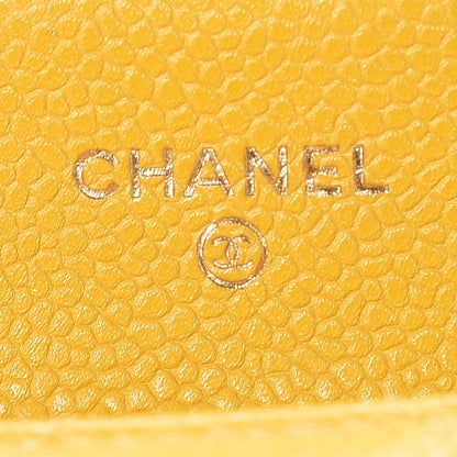 Chanel Caviar Quilted Flap Card Holder Wallet Yellow 6 of 7
