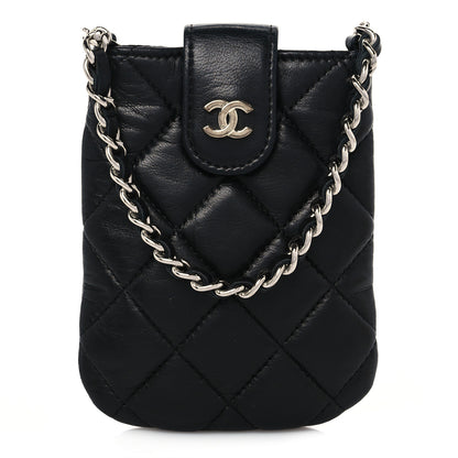 Chanel Lambskin Quilted Phone Case Black 1 of 7