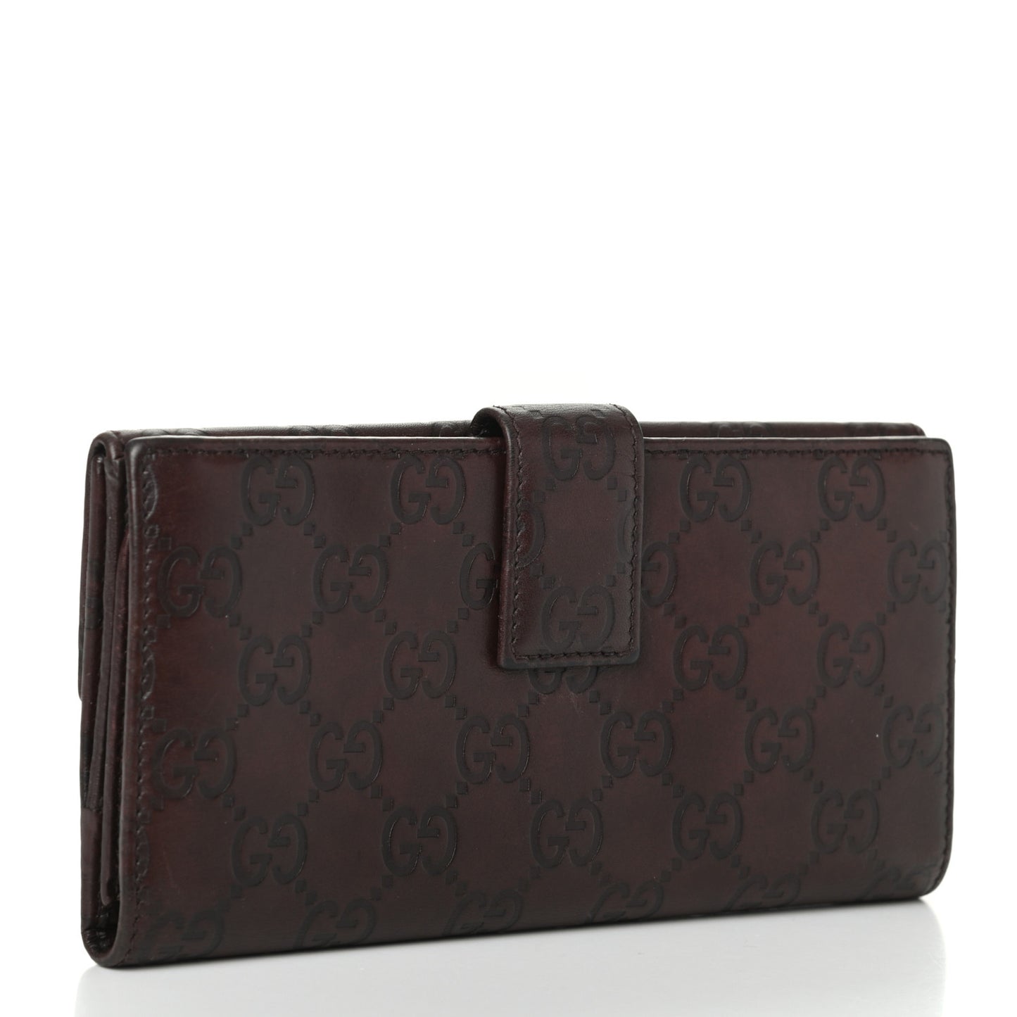 Guccissima Margaux Calfskin Metal Bar Continental Flap Wallet Chocolate