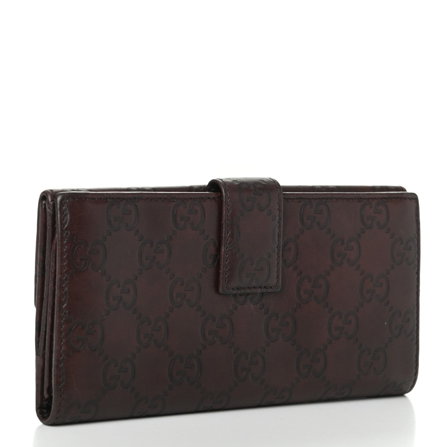 Gucci Guccissima Margaux Calfskin Metal Bar Continental Flap Wallet Chocolate 3 of 8