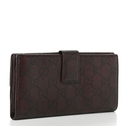 Gucci Guccissima Margaux Calfskin Metal Bar Continental Flap Wallet Chocolate 3 of 8