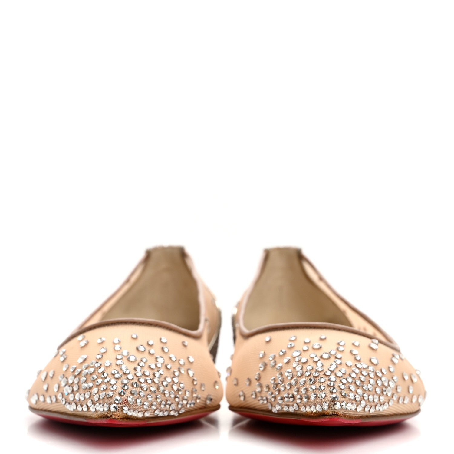 Christian Louboutin Rete Glitter Mini Specchio Strass Follies Flats 39.5 Perle 3 of 9