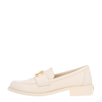 Chanel Calfskin Camellia CC Loafers 39.5 Ivory 1 of 11