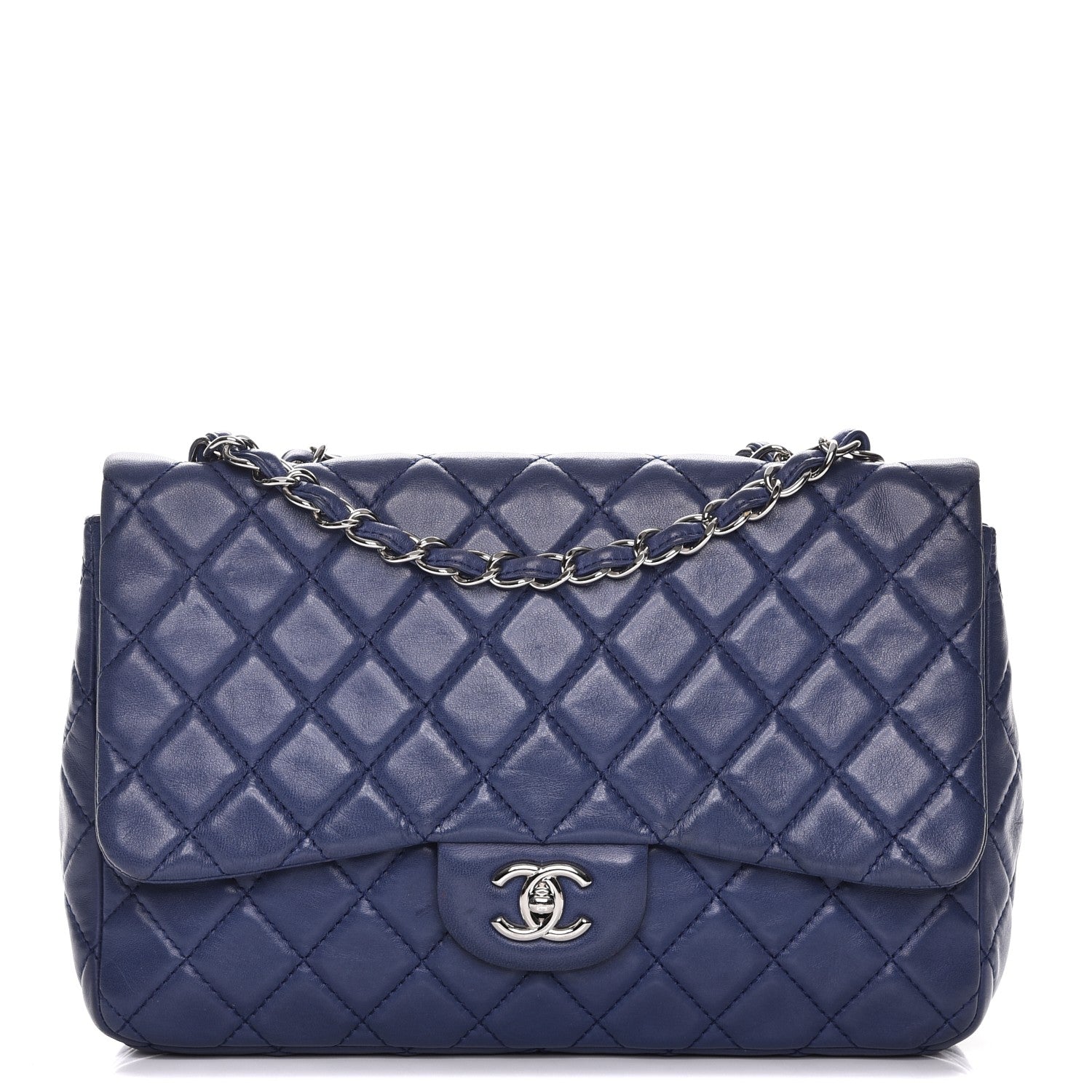 Chanel Lambskin Quilted Jumbo Single Flap Blue 1 of 7
