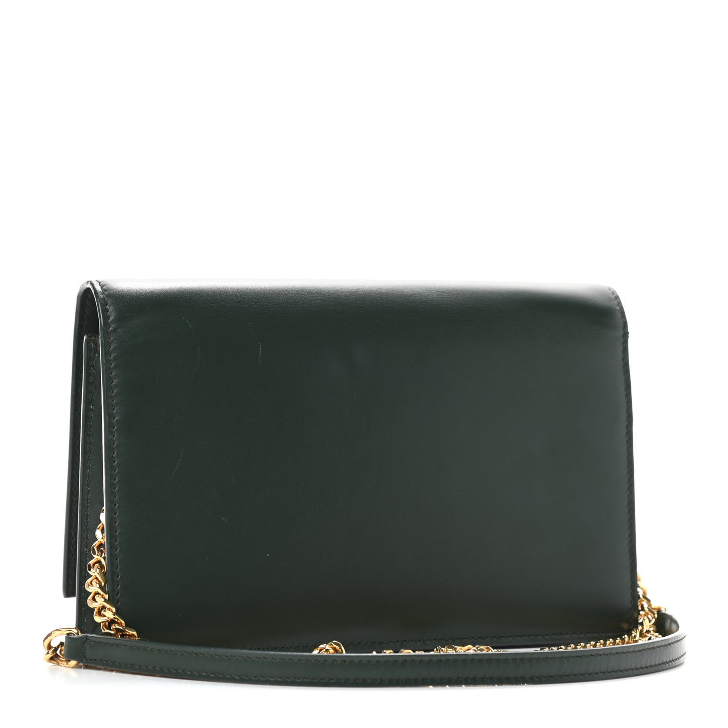 Smooth Calfskin Classic Monogram Kate Tassel Chain Wallet Dark Leaf