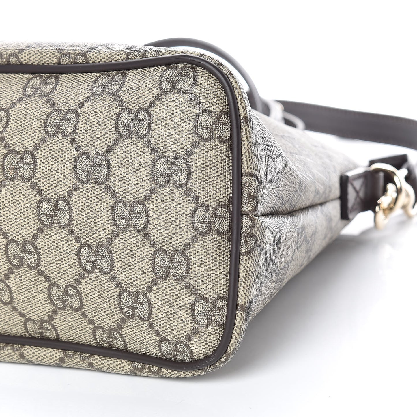 GG Supreme Monogram Small Zippered Tote Dark Brown