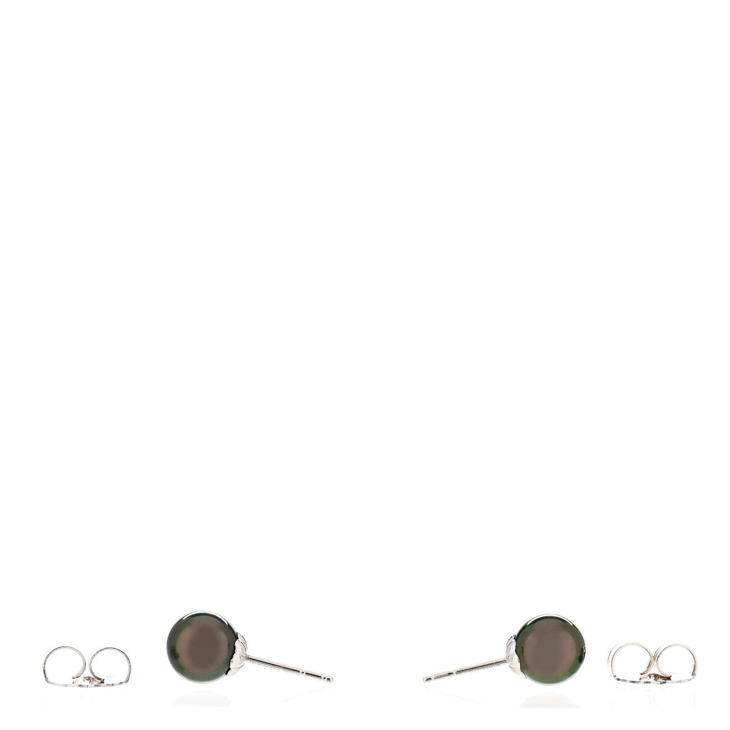 18K White Gold Black South Sea Pearl 9mm Stud Earrings