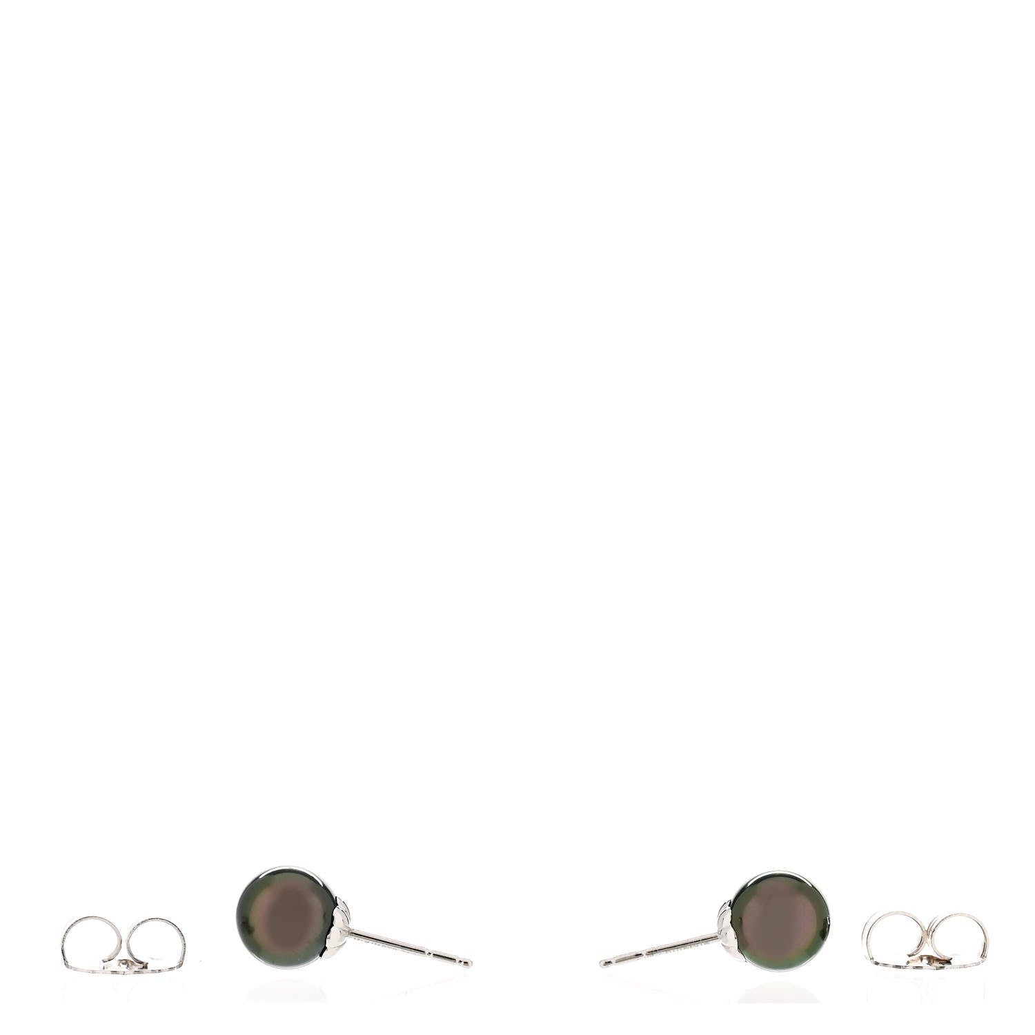 Mikimoto 18K White Gold Black South Sea Pearl 9mm Stud Earrings 3 of 5