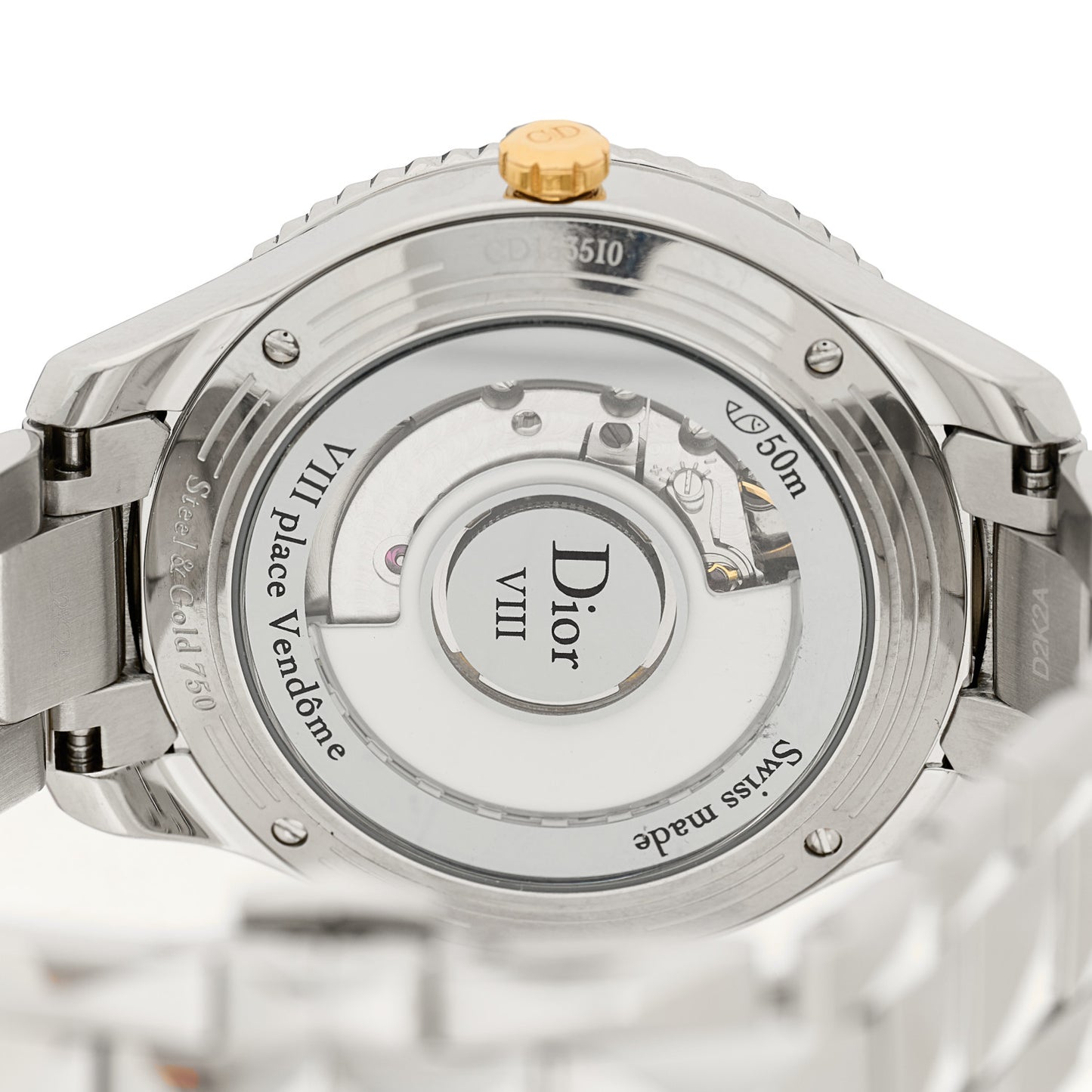 Stainless Steel 18K Yellow Gold Diamond Mother of Pearl 36mm Dior VIII Montaigne Automatic Watch
