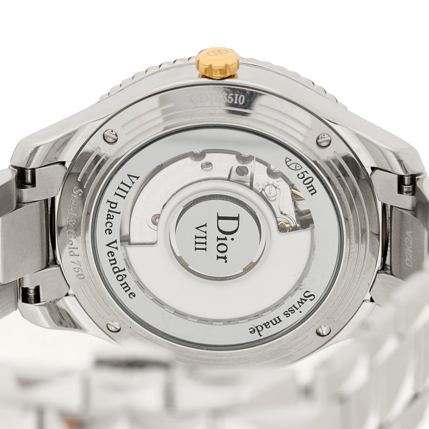 Christian Dior Stainless Steel 18K Yellow Gold Diamond Mother of Pearl 36mm Dior VIII Montaigne Automatic Watch 4 of 5